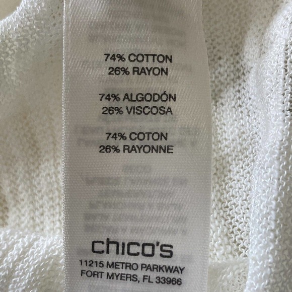 Chicos Sweater‎ Womens Size Large Short Sleeve Lightweight White Semi Sheer - Picture 8 of 10